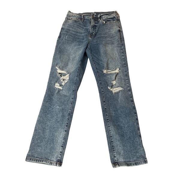 A.n.a High Rise Curvy Straight jean distressed holy women's SZ 8 - Picture 2 of 8